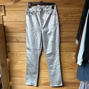 Daze High Rise Silver Flash Faux Women's Pants Look Size 28